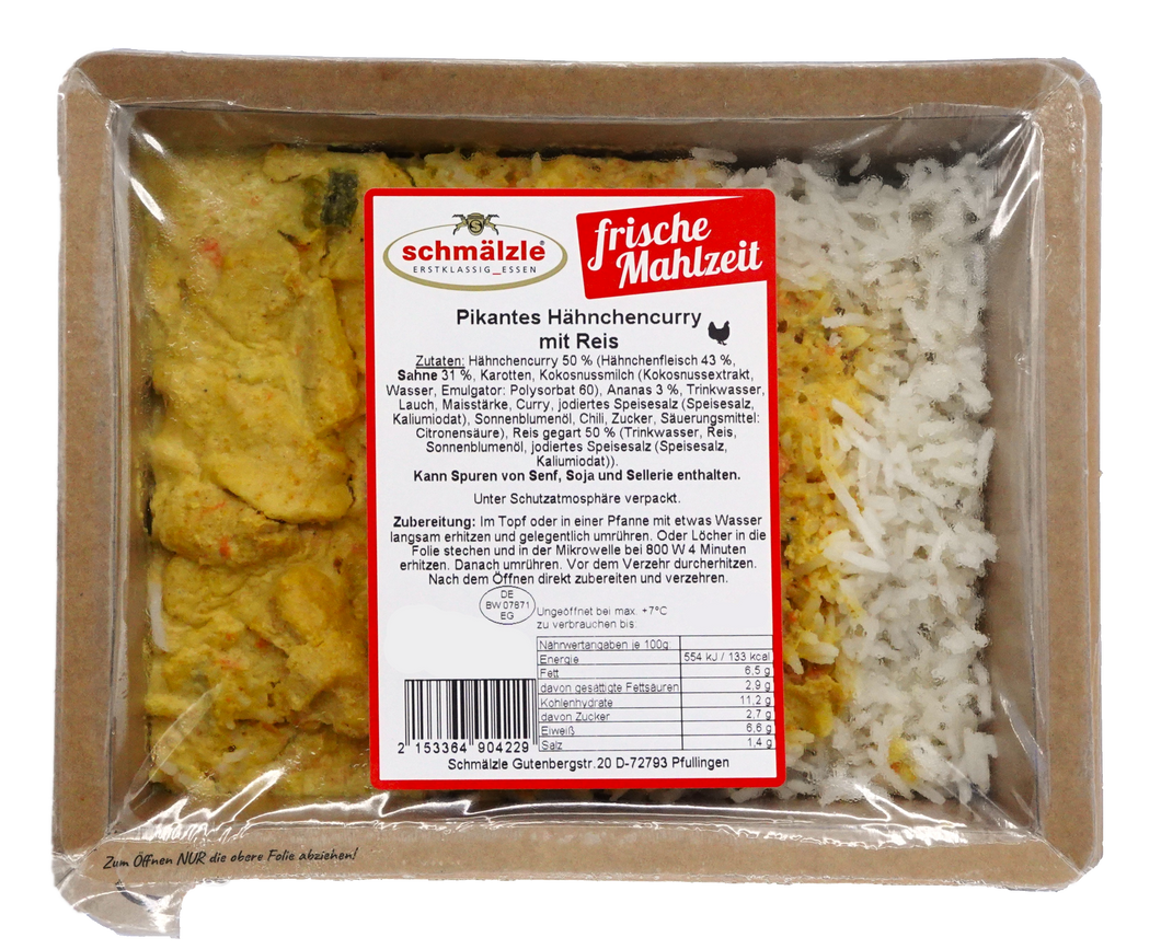 Pikantes Hähnchencurry mit Reis